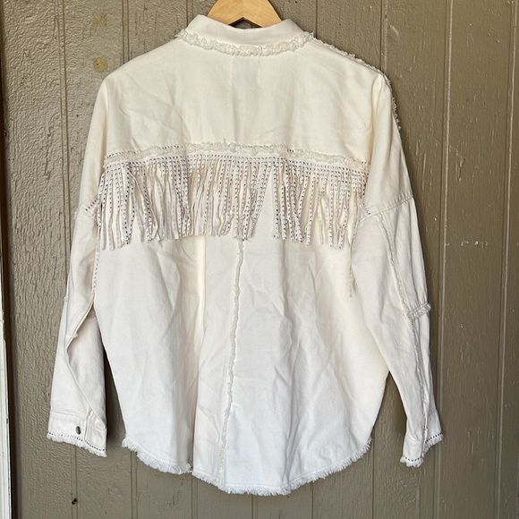 ZARA studded fringed Button-Up Shacket - Picture 2 of 8